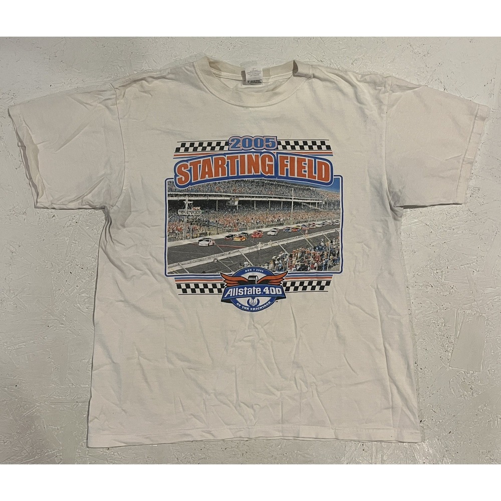 Vintage 2005 Allstate 400 Starting Field Racing T-Shirt L Anvil‎ NASCAR Grunge